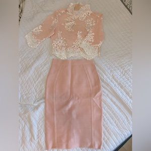 Pink Bandage Skirt with Mesh top.